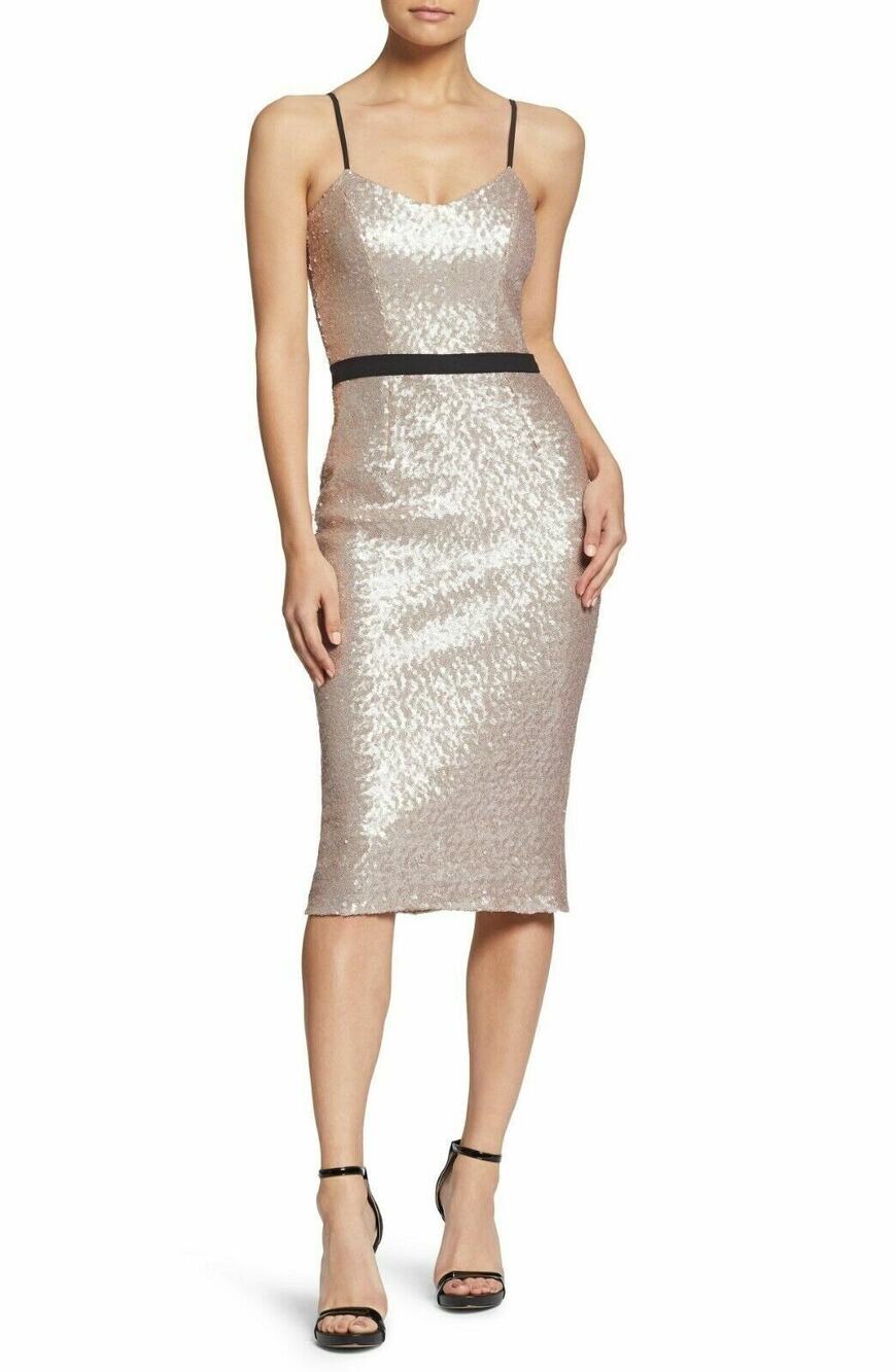 NWT Dress the Population Emma Sequin Sleeveless Fitted Midi Sheath Dress XL